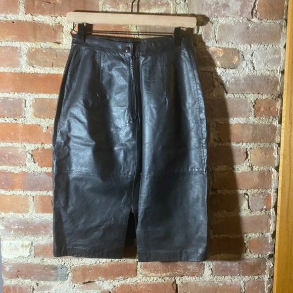Vintage Leather Pencil Skirt West Bay 6 - Picture 9 of 11